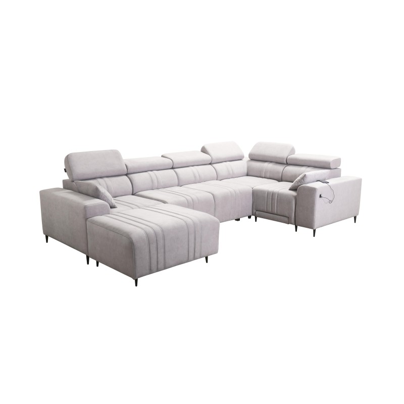 U-förmiges Sofa Verona IV Mix mit Schlaffunktion und manueller Relaxfunktion, Stoff Vena 3