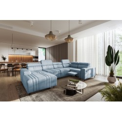 Sofá en forma de U Verona IV Mix con función de cama y función de relax manual tapizado en tela Vena 6