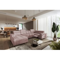 Narożnik w kształcie U Verona IV Mix z funkcją spania oraz funkcją relax manualna tkanian Vena 10