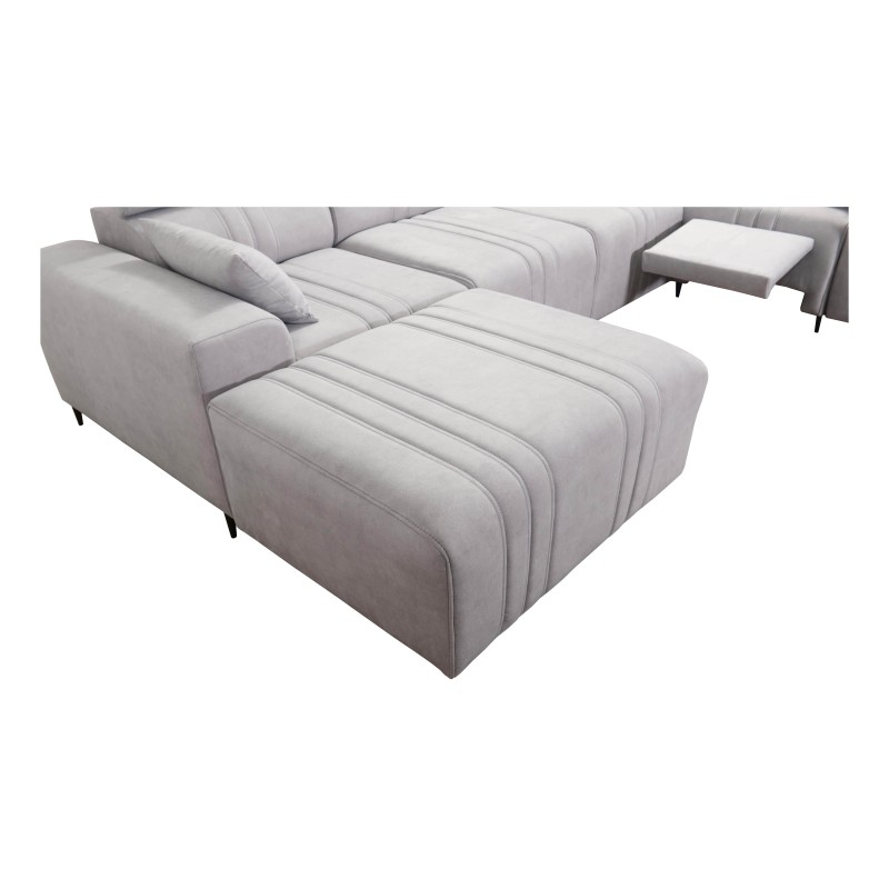 Sofá esquinero en forma de U Verona IV Mix con función de cama y función de relax manual, tejido Vena 10.