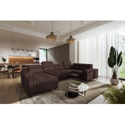 U-förmiges Ecksofa Verona IV Mix mit Schlaffunktion und manueller Relaxfunktion, Stoff Vena 13