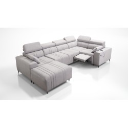 U-shaped corner sofa Verona IV Mix with a sleeping function and manual relax function, fabric Vena 13