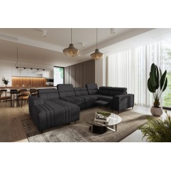 U-förmiges Ecksofa Verona IV Mix mit Schlaffunktion und manueller Relaxfunktion, Stoff Vena 20.