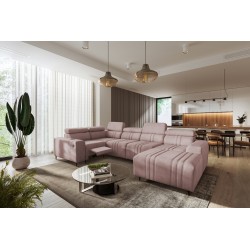 Narożnik w kształcie U Verona IV Mix z funkcją spania oraz funkcją relax manualna tkanian Vena 10