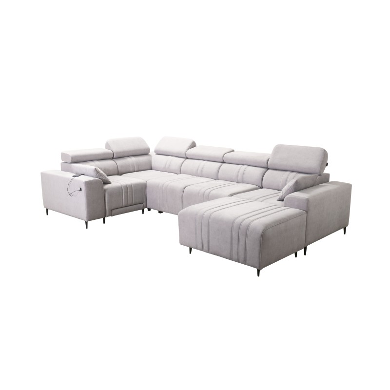 Verona IV Mix U-shaped corner sofa with a sleeping function and manual relax function, fabric Vena 10