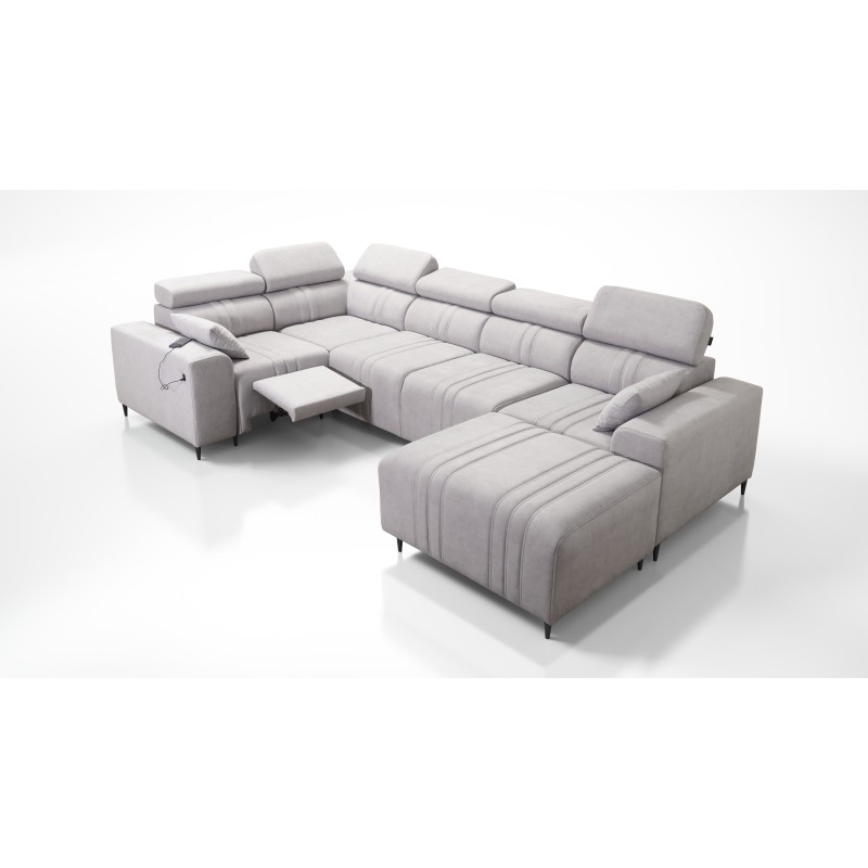 U-förmiges Ecksofa Verona IV Mix mit Schlaffunktion und manueller Relaxfunktion, Stoff Vena 14