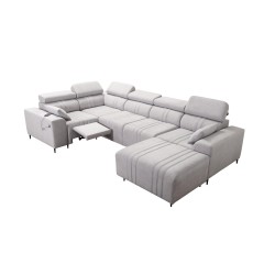 Sofá esquinero en forma de U Verona IV Mix con función de cama y función de relax manual, tapizado en tela Vena 14