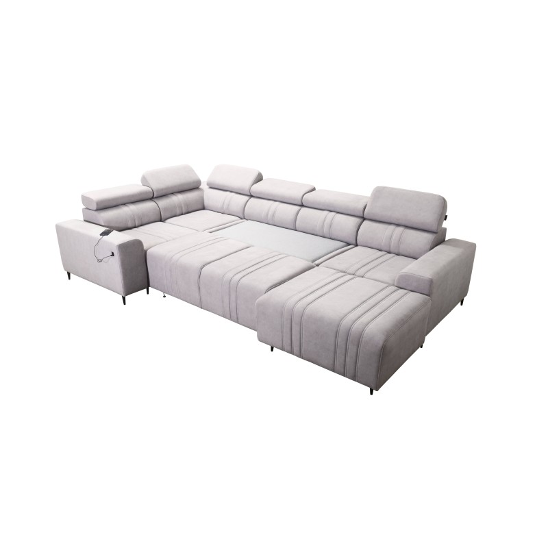 Sofá en forma de U Verona IV Mix con función de cama y función de relax manual, tejido Vena 20.