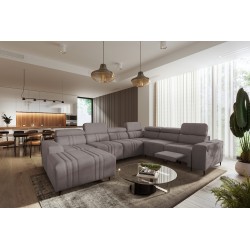 U-shaped Verona VIII Mix sectional sofa with sleeping function and manual relax function, fabric Vena 8