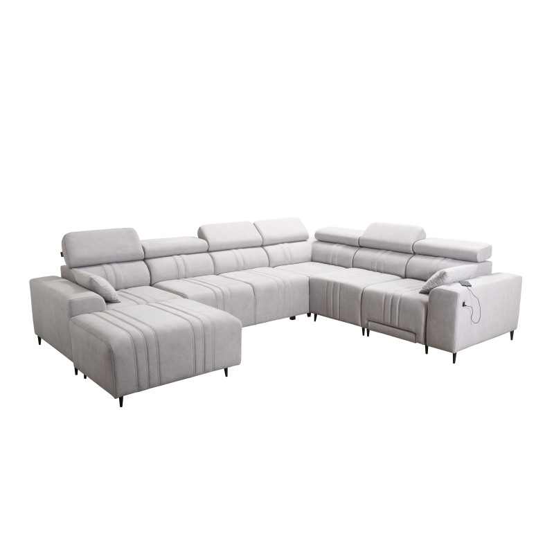 Ecksofa in U-Form Verona VIII Mix mit Schlaffunktion und manueller Relaxfunktion, Stoff Vena 10