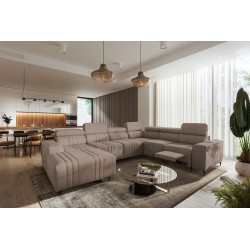 U-förmiges Sofa Verona VIII Mix mit Schlaffunktion und manueller Relaxfunktion Stoff Vena 14