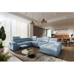 Verona VIII Mix U-shaped corner sofa with sleeping function and manual relax function, fabric Vena 6
