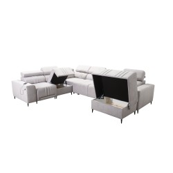 Ecksofa in U-Form Verona VIII Mix mit Schlaffunktion und manueller Relaxfunktion, Stoff Vena 6.