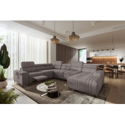 Sofá esquinero en forma de U Verona VIII Mix con función de cama y función de relax manual, tejido Vena 8.