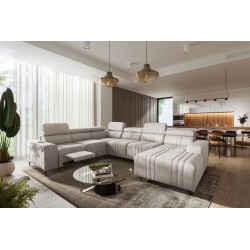 U-shaped corner sofa Verona VIII Mix with a sleeping function and manual relax function, fabric Vena 9