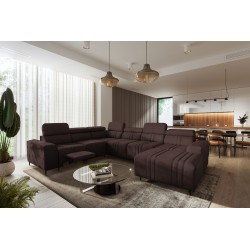 Ecksofa in U-Form Verona VIII Mix mit Schlaffunktion und manueller Relaxfunktion, Stoff Vena 13