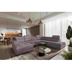 U-shaped Verona X Mix sectional with a sleeping function and manual relax function, fabric Vena 8