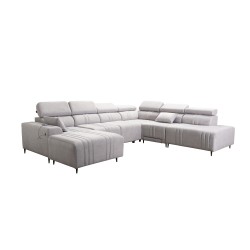 U-shaped Verona X Mix sectional sofa with sleeping function and manual relax function, fabric Vena 13