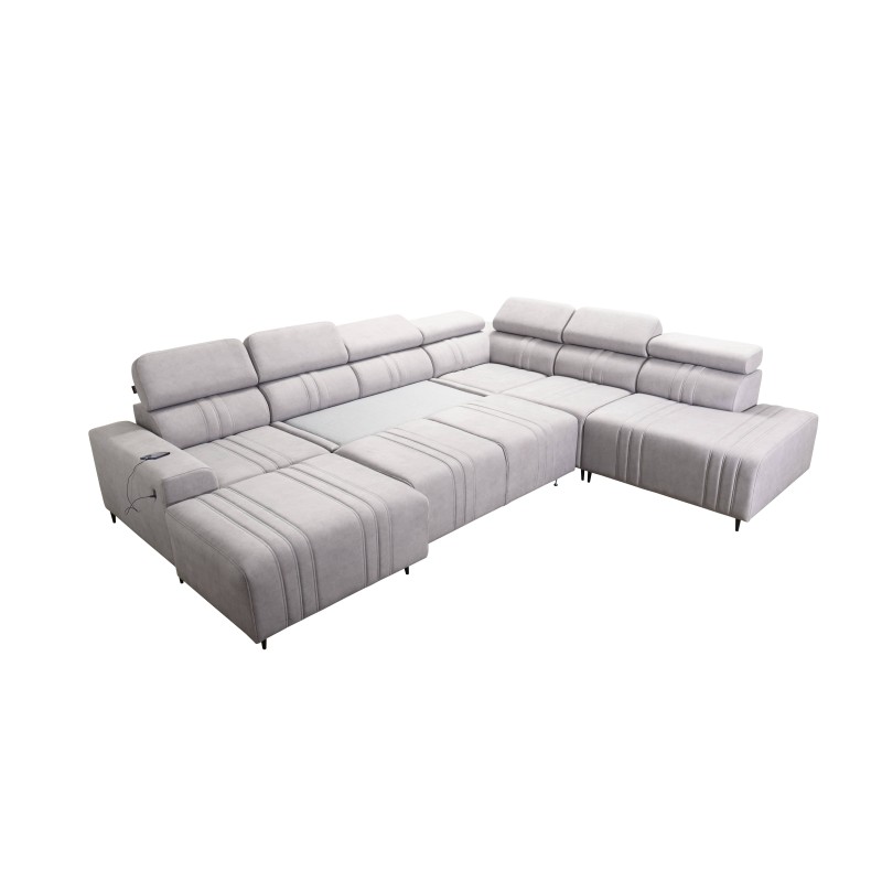 Sofá esquinero en forma de U Verona X Mix con función de cama y función de relax manual en tela Vena 20.