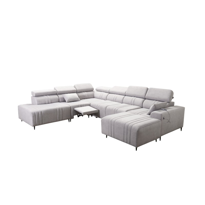 U-shaped Verona X Mix sectional with a sleeping function and manual relax function, fabric Vena 8
