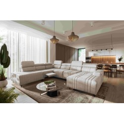 U-shaped Verona X Mix sectional sofa with a sleeping function and manual relax function, fabric Vena 9