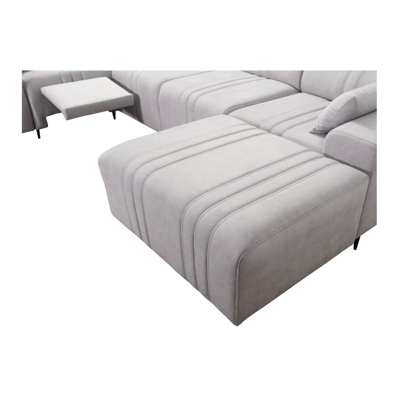 U-shaped Verona X Mix sectional sofa with sleeping function and manual relax function, fabric Vena 20