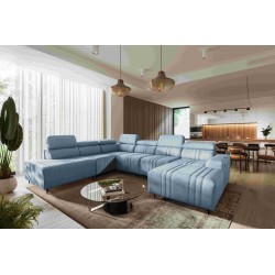 U-shaped Verona X corner sofa with a sleeping function, fabric Vena 6