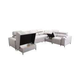 U-shaped corner sofa Verona VIII with sleeping function, fabric Vena 6