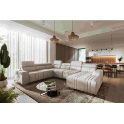 U-shaped sectional Verona VIII with a sleeping function in fabric Vena 9