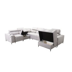 U-shaped Verona VIII corner sofa with sleeping function, fabric Vena 20