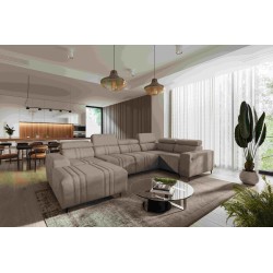 U-förmiges Ecksofa Verona IV mit Schlaffunktion, Stoff Vena 14