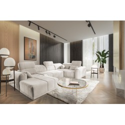 Ecksofa in U-Form Luxor IV mit Schlaffunktion Stoff Wind 02