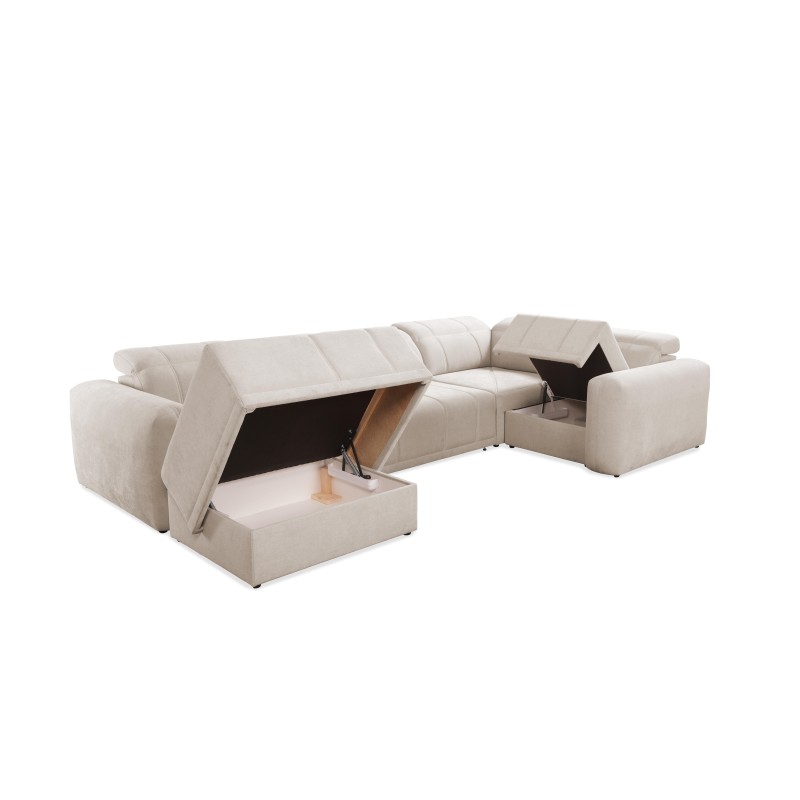 Luxor IV U-shaped sectional sofa with sleeping function fabric Wind 21