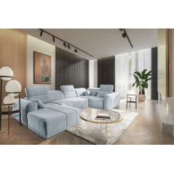 U-förmiges Sofa Luxor IV mit Schlaffunktion, Stoff Wind 73