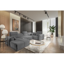 U-shaped corner sofa Luxor IV with a sleeping function, fabric Wind 90