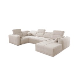 Sofá en forma de U Luxor IV con función de cama tela Wind 02
