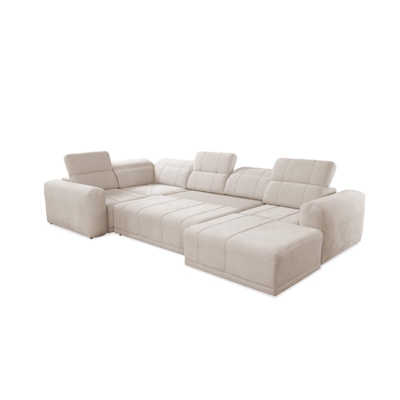 U-förmiges Sofa Luxor IV mit Schlaffunktion, Stoff Wind 73
