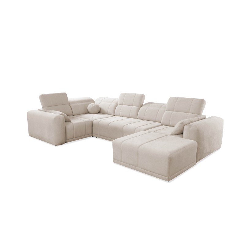 Luxor IV U-shaped sofa with sleeping function fabric Wind 73