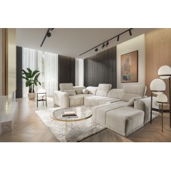 U-förmiges Ecksofa Luxor IV mit Schlaffunktion Stoff Wind 90