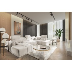 U-förmiges Ecksofa Luxor VI mit Schlaffunktion, Stoff Wind 02