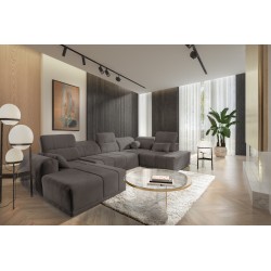 U-shaped Luxor VI corner sofa with a sleeping function, fabric Wind 21