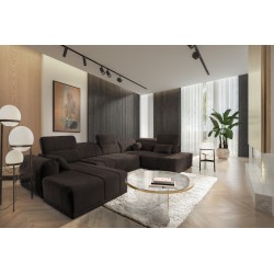 Ecksofa in U-Form Luxor VI mit Schlaffunktion Stoff Wind 28
