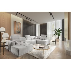 U-shaped Luxor VI sectional sofa with a sleeping function, fabric Wind 84