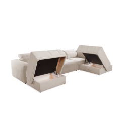 U-shaped Luxor VI sectional sofa with a sleeping function, fabric Wind 84