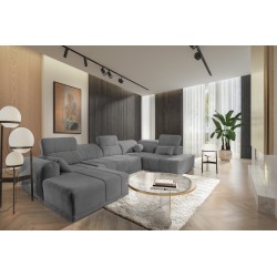 Кутовий диван у формі U Luxor VI з функцією сну тканина Wind 90