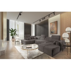 U-shaped Luxor VI corner sofa with a sleeping function, fabric Wind 21