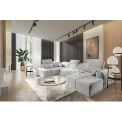 U-shaped Luxor VI sectional sofa with a sleeping function, fabric Wind 84