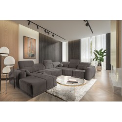 U-förmiges Ecksofa Luxor VIII mit Schlaffunktion Stoff Wind 21