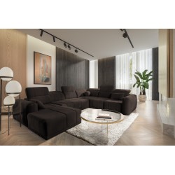 U-shaped corner sofa Luxor VIII with a sleeping function in Wind 28 fabric