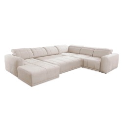 U-förmiges Sofa Luxor VIII mit Schlaffunktion Stoff Wind 73